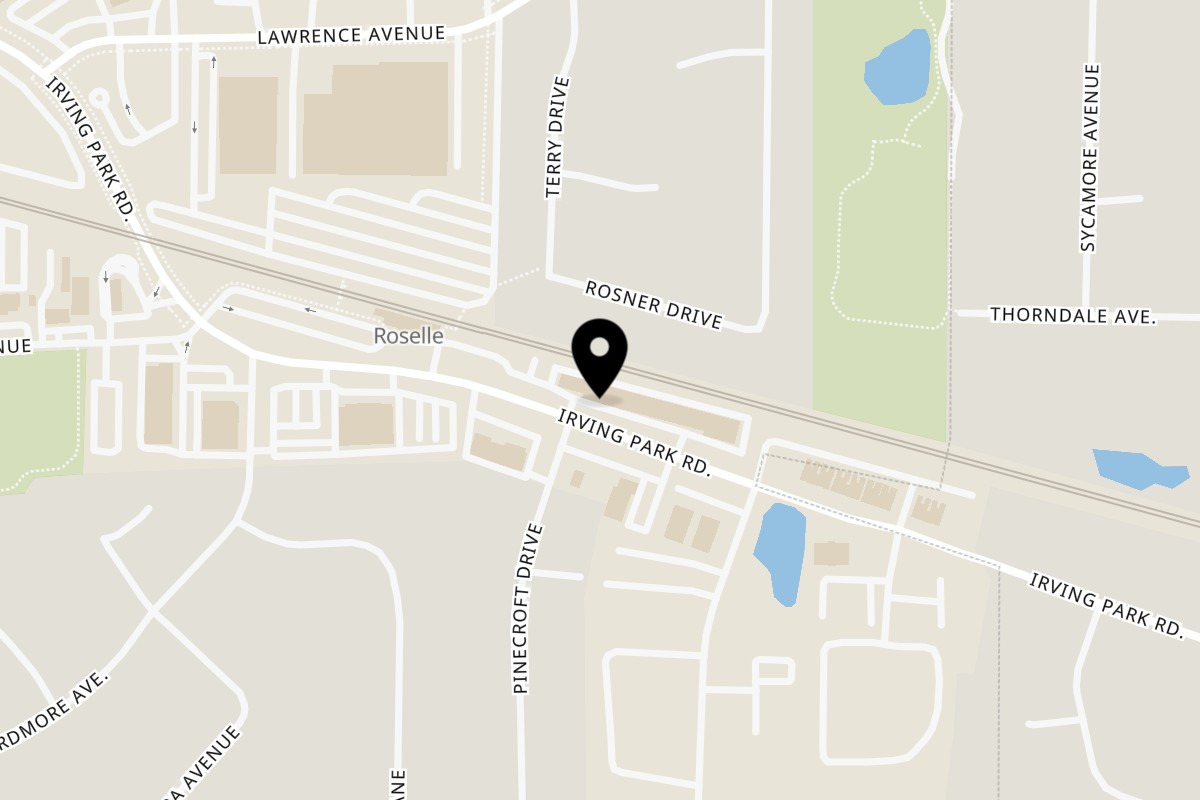 Map showing the location of Cubano Bros Roselle Station on 632 Irving Park Rd in Roselle